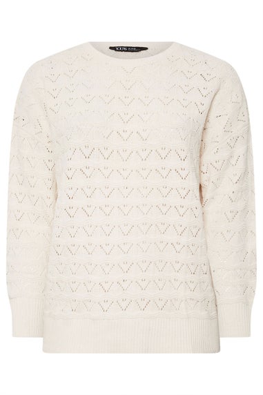YOURS Curve White Crochet Chenille Jumper