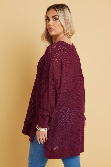 YOURS Curve Burgundy Red Knitted Side Split Jumper