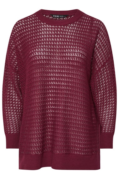 YOURS Curve Burgundy Red Knitted Side Split Jumper
