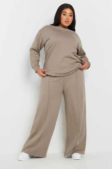 Yours Curve Light Brown Wide Leg Joggers
