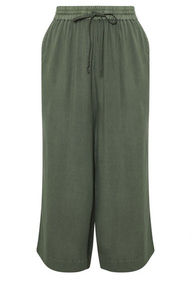 Yours Curve Khaki Green Chambray Culottes