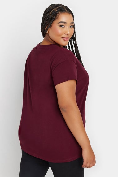 Yours Curve Burgundy Red Stud Embellished Floral Top