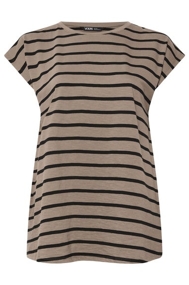 Yours Curve Mocha Brown Stripe T-Shirt