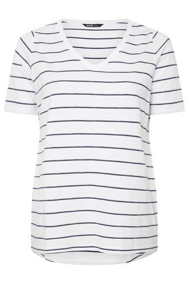 Yours Curve White Stripe Short Sleeve T-Shirt