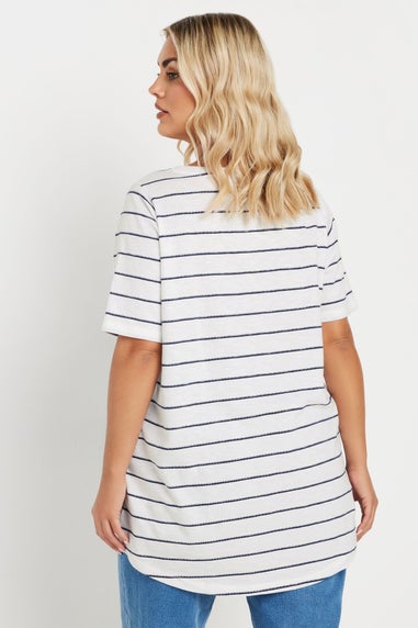 Yours Curve White Stripe Short Sleeve T-Shirt
