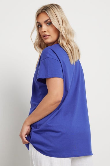 Yours Curve Blue Coastal Garden Graphic Print T-Shirt
