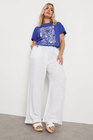 Yours Curve Blue Coastal Garden Graphic Print T-Shirt