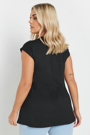 Yours Curve Black Square Neck Heavyweight Top