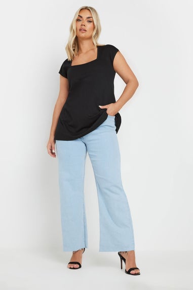Yours Curve Black Square Neck Heavyweight Top