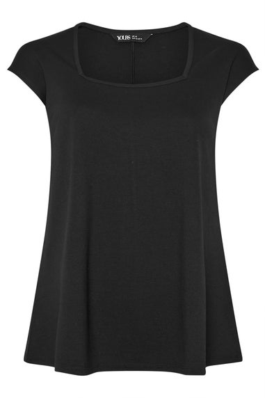 Yours Curve Black Square Neck Heavyweight Top