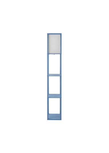 ValueLights Struttura Blue Wood Shelving Floor Lamp