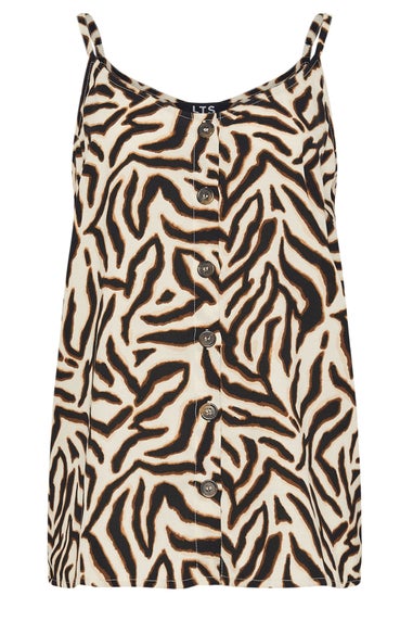 Long Tall Sally Cream Animal Print Button Vest Top