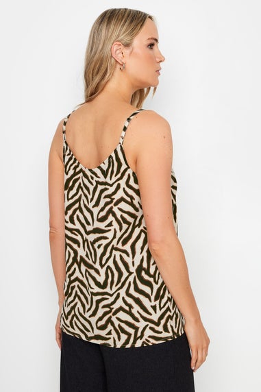 Long Tall Sally Cream Animal Print Button Vest Top