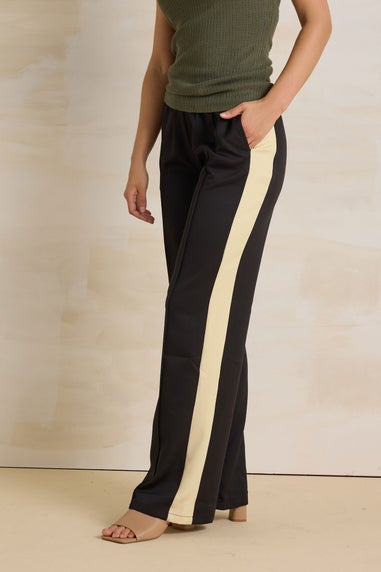 Long Tall Sally Black & Natural Brown Side Stripe Wide Leg Trousers
