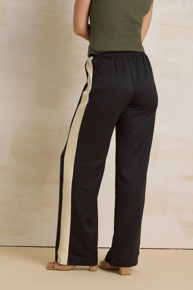 Long Tall Sally Black & Natural Brown Side Stripe Wide Leg Trousers