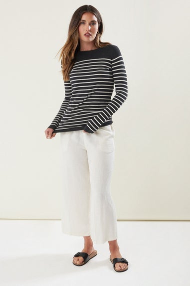 Long Tall Sally Black Fine Knit Striped Jumper