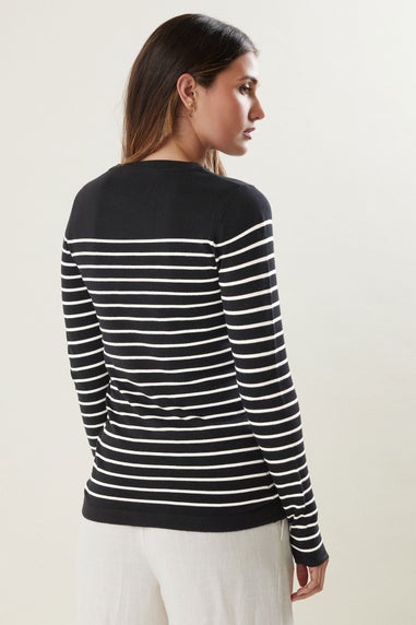 Long Tall Sally Black Fine Knit Striped Jumper