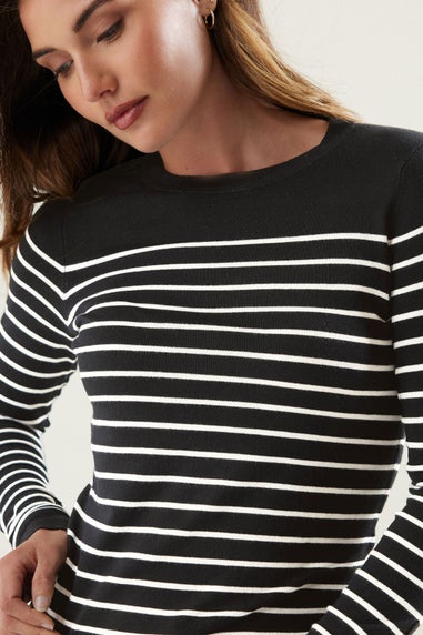 Long Tall Sally Black Fine Knit Striped Jumper