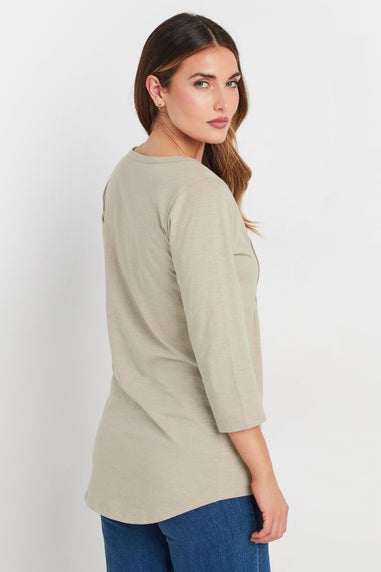 Long Tall Sally Natural Brown Henley Top
