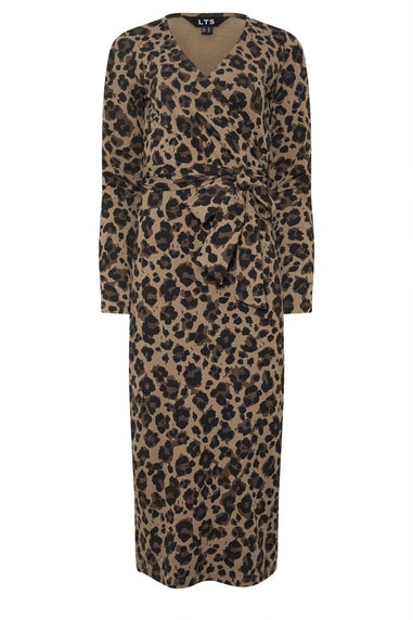 Long Tall Sally Brown Leopard Print Wrap Dress