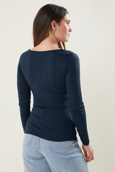 Long Tall Sally Premium Navy Blue Long Sleeve Wrap Top