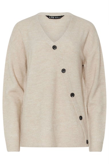 Long Tall Sally Natural Brown Knit Wrap Button Jumper