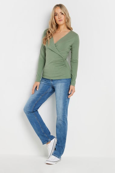 Long Tall Sally 2 Pack Sage Green & Pink Wrap Tops