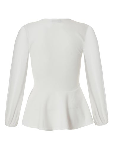 Quiz Cream Wrap Front Buckle Top