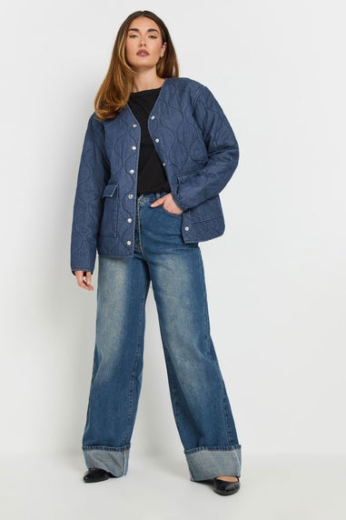 LTS Tall Dark Blue Denim Quilted Jacket