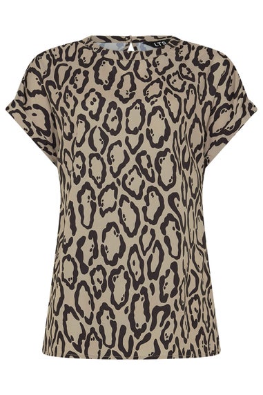 Long Tall Sally Natural Brown Leopard Print Blouse