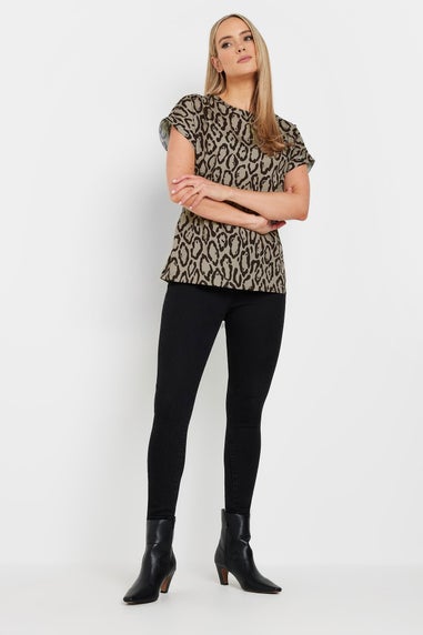 Long Tall Sally Natural Brown Leopard Print Blouse