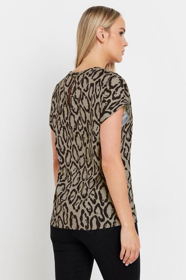 Long Tall Sally Natural Brown Leopard Print Blouse