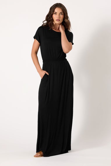Long Tall Sally Black Shirred Waist Maxi Dress