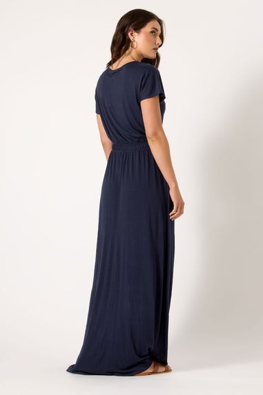 Long Tall Sally Navy Blue Shirred Waist Maxi Dress
