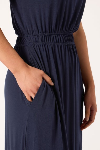 Long Tall Sally Navy Blue Shirred Waist Maxi Dress