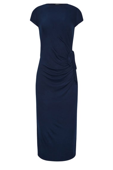 Long Tall Sally Navy Blue Ruched Tie Midi Dress