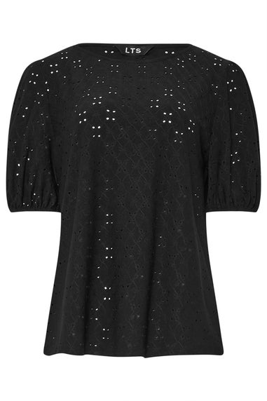Long Tall Sally Black Broderie Puff Sleeve Top