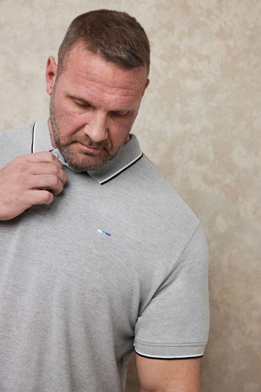 BadRhino Big & Tall Grey Marl Tipped Core Polo Shirt