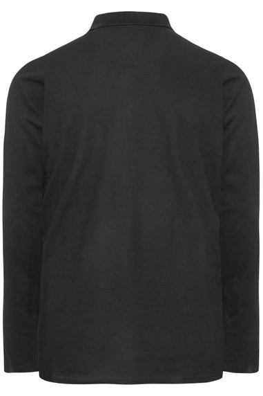 BadRhino Big & Tall Black Long Sleeve Core Polo Shirt
