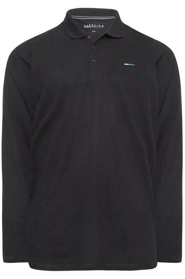 BadRhino Big & Tall Black Long Sleeve Core Polo Shirt