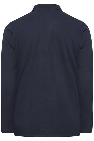 BadRhino Big & Tall Navy Blue Long Sleeve Core Polo Shirt