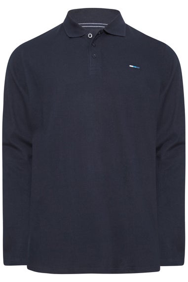 BadRhino Big & Tall Navy Blue Long Sleeve Core Polo Shirt
