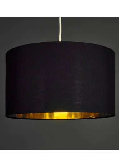 ValueLights Reni 45cm Easy Fit Lamp Shade Black with Metallic Gold Inner