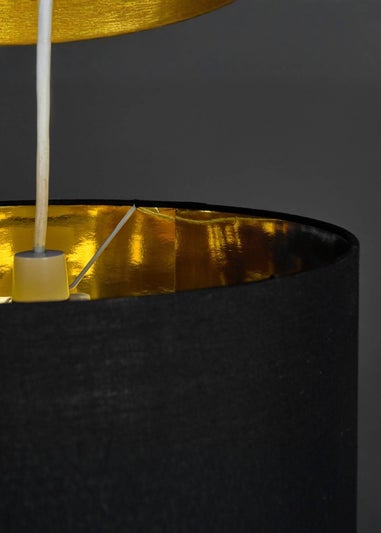 ValueLights Reni 45cm Easy Fit Lamp Shade Black with Metallic Gold Inner