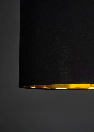ValueLights Reni 45cm Easy Fit Lamp Shade Black with Metallic Gold Inner