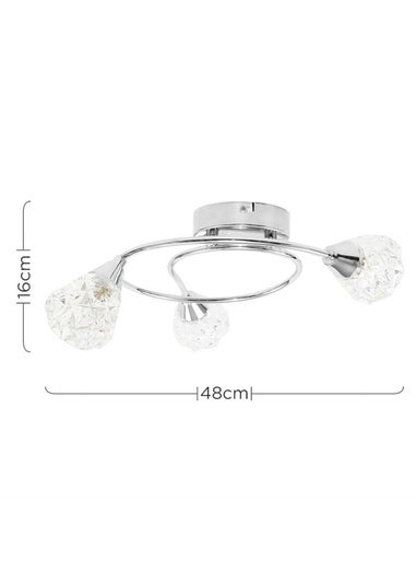 ValueLights Astley Chrome 3 Way Swirl Ceiling Light