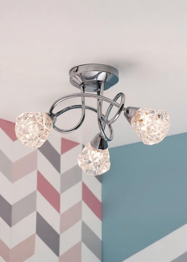 ValueLights Astley Chrome 3 Way Crossover Ceiling Light