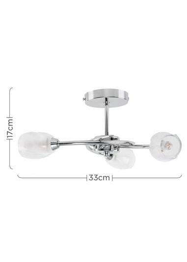 ValueLights Mia Chrome 3 Way Ceiling Light