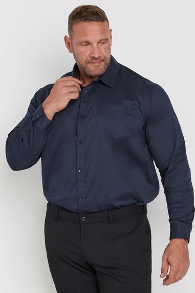 BadRhino Big & Tall Navy Blue Stretch Long Sleeve Shirt