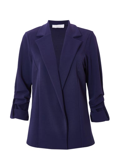 Quiz Navy Ruched Sleeve Blazer